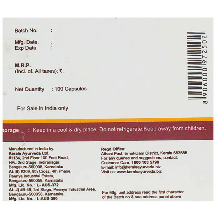 Kerala Ayurveda RG Plus Capsules - Indyancart