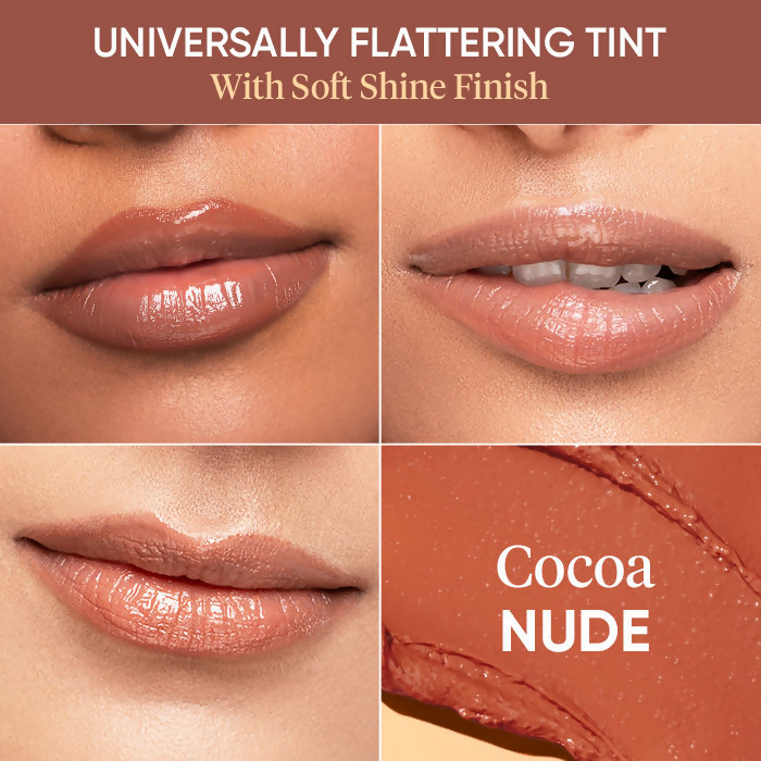 Dot & Key Barrier Repair Hydrating Lip Balm SPF 50 with cocoa nude color, featuring ceramides and peptides for nourishing lips.