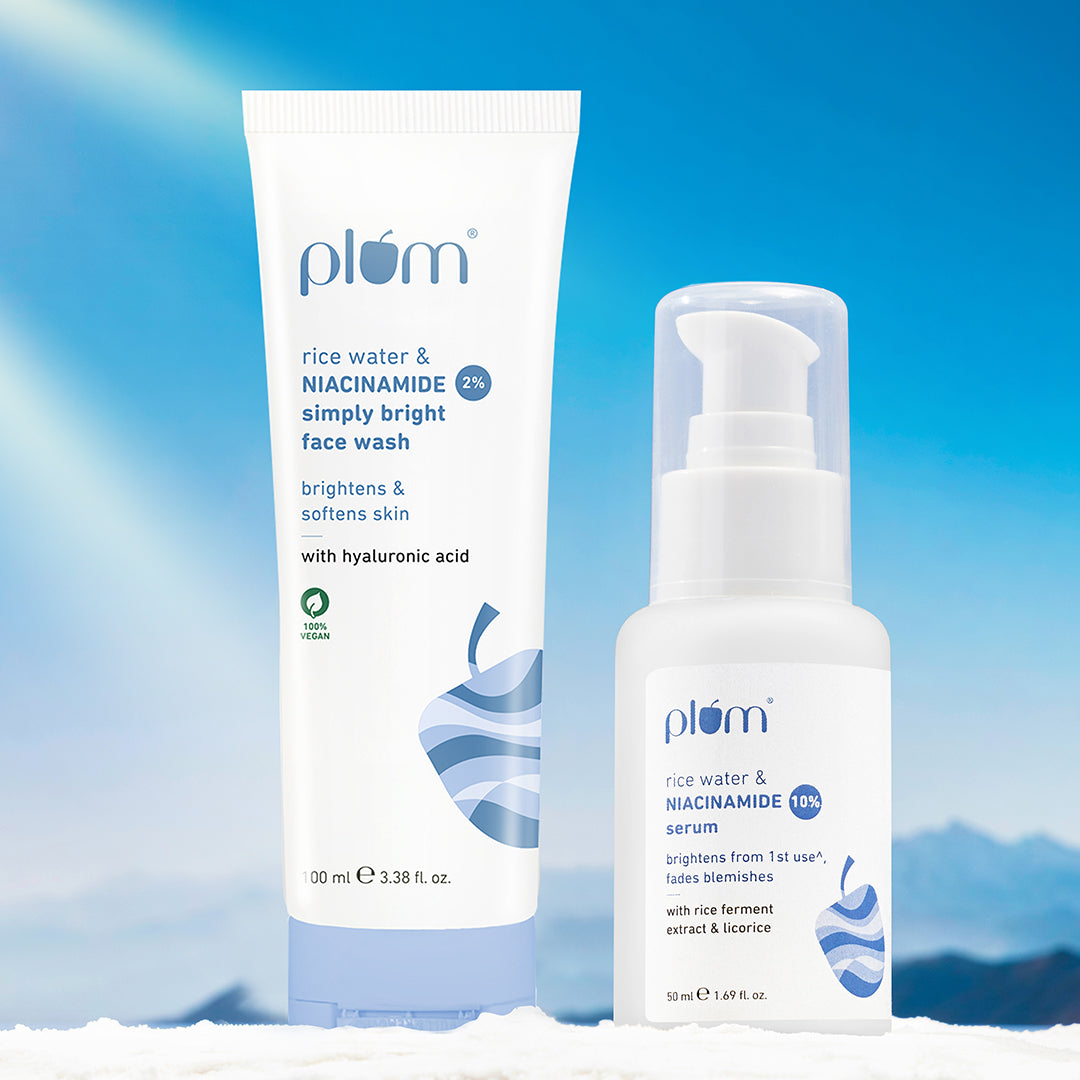 Plum Goodness Skin Brightening Combo Rice Water & 2% Niacinamide Face Wash Rice Water & 10% Niacinamide Face Serum