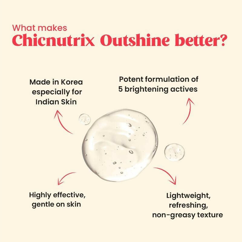 Chicnutrix Outshine Face Serum - Niacinamide + Vitamin C + Glutathione + Arbutin - Glowing Skin - Indyancart