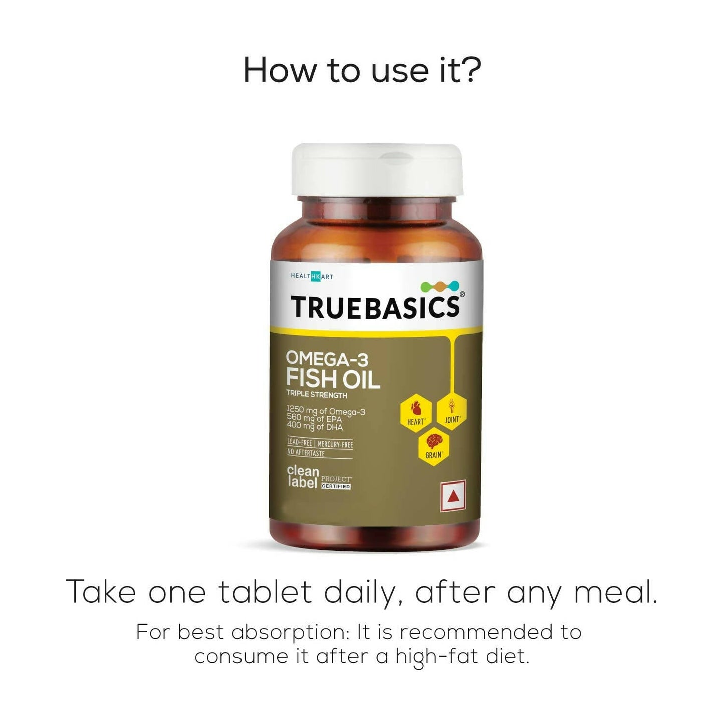 TrueBasics Omega-3 Fish Oil Capsules for Women & Men - Indyancart