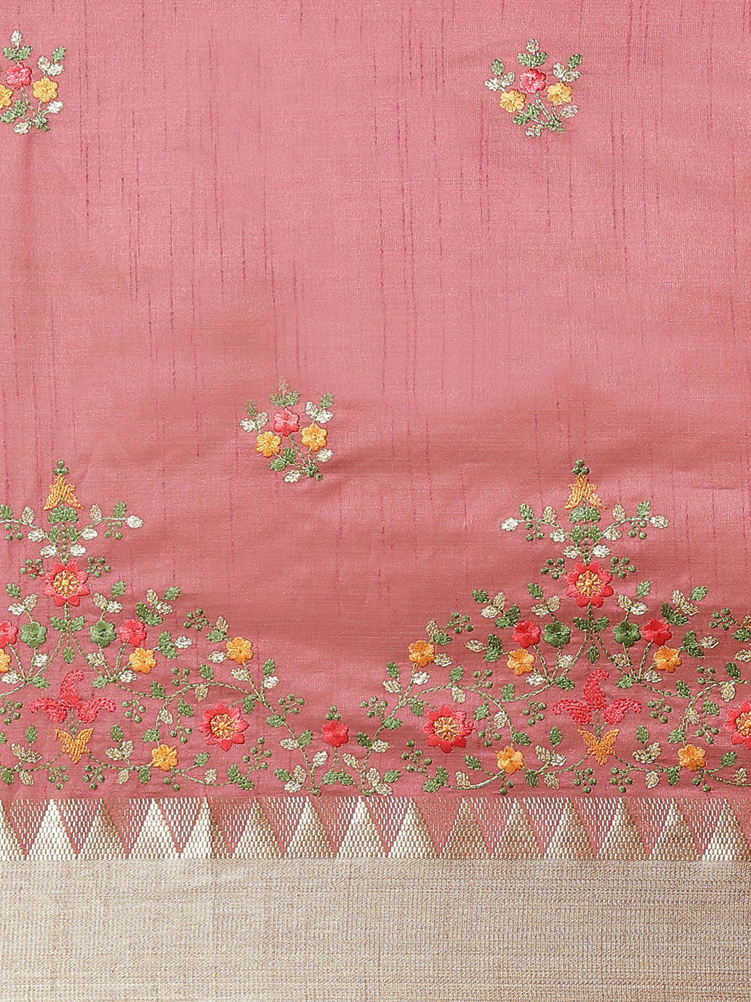 Dhiyona RV Women's Elegant Assam Cotton Silk Embroidered Saree with Temple Contrast Border ( KVD1702 )
