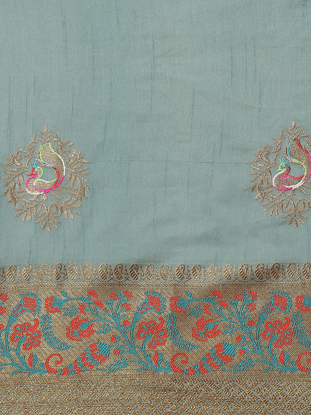 Dhiyona RV Women's Assam Cotton Silk With Embroidered And Zari Broad Border Saree ( KVD1325 )