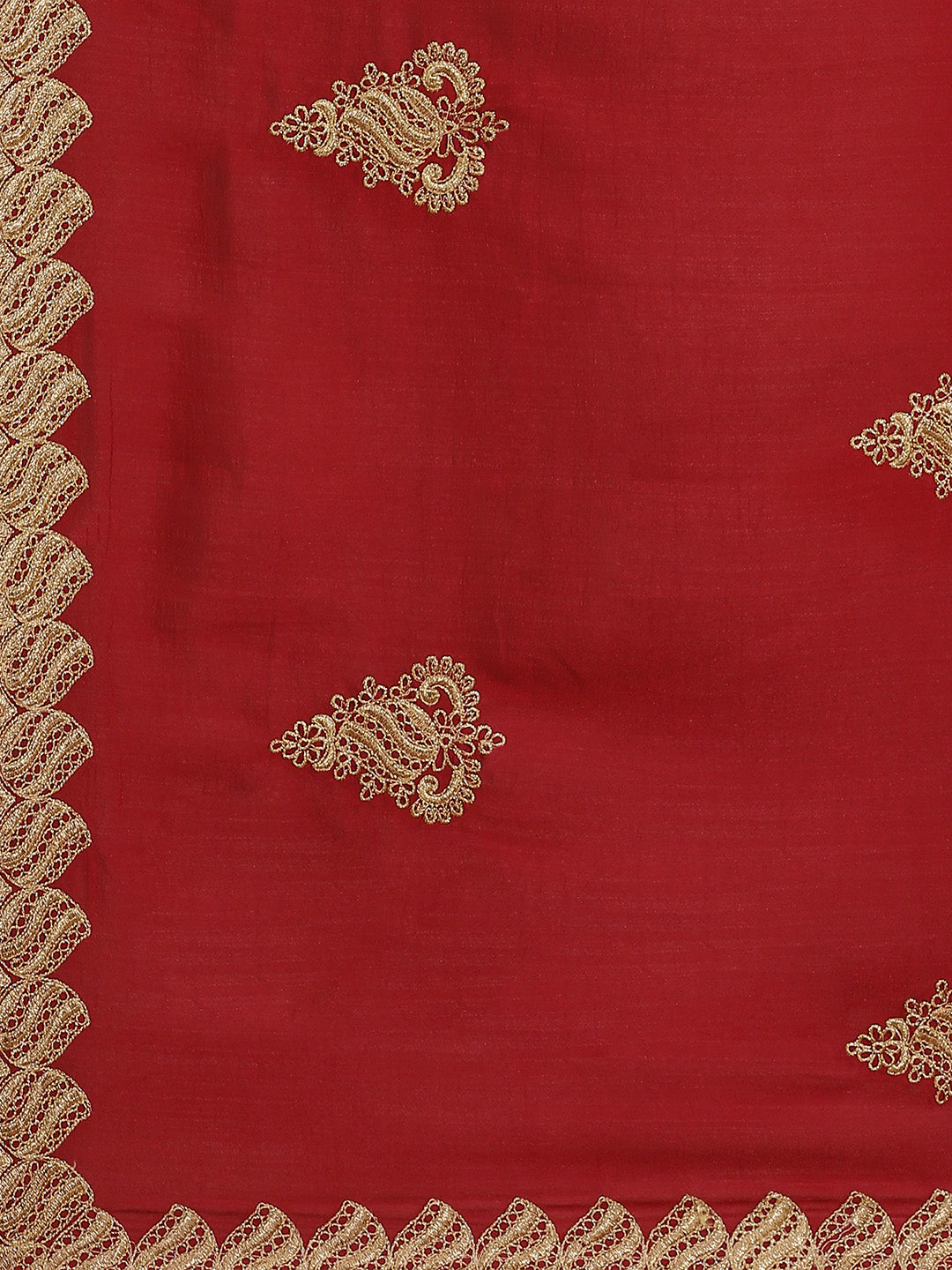 Indyancart RV Women's Vichitra Silk With Zari Embroidery Saree ( KVD1402 )