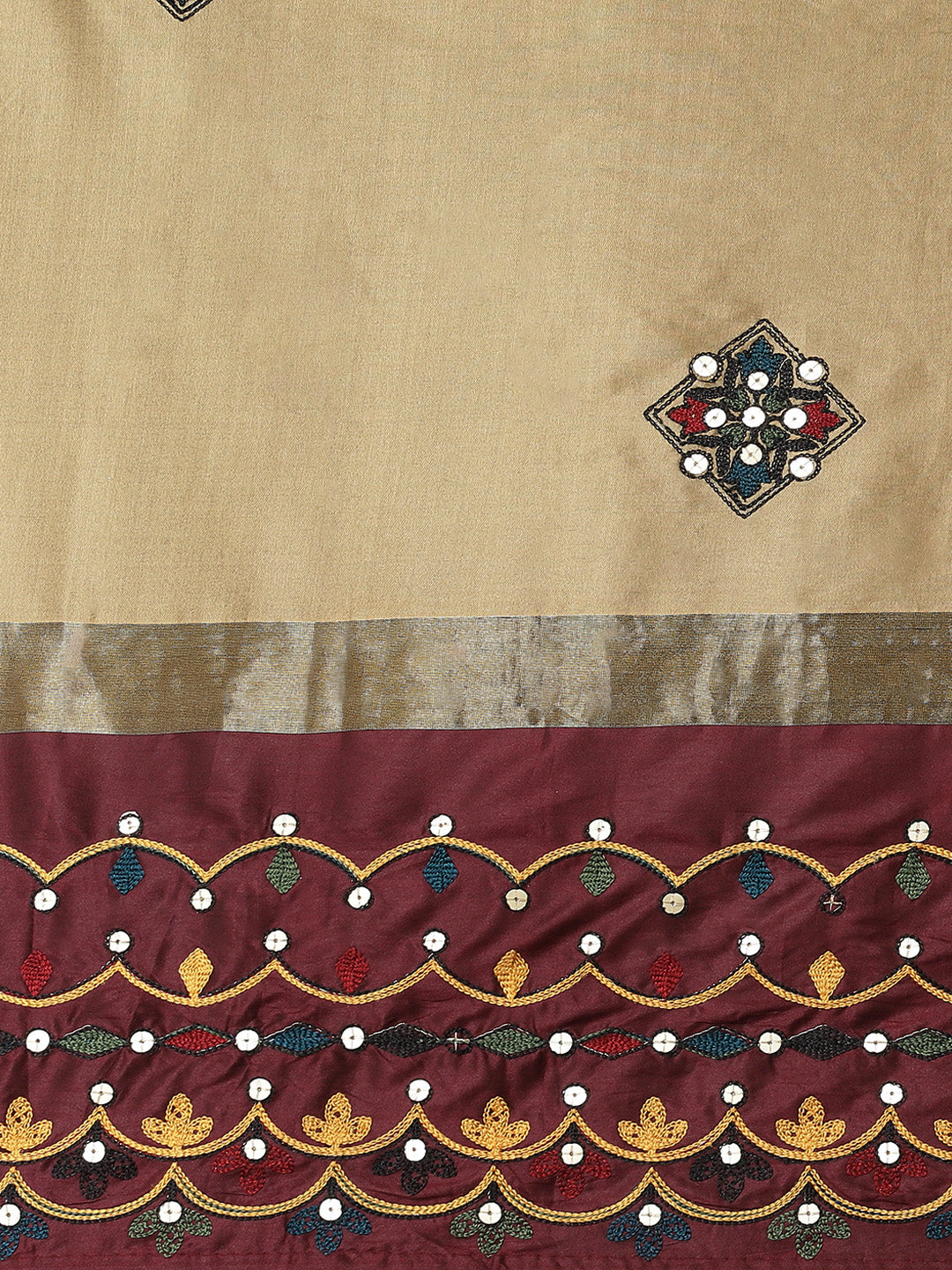 Indyancart RV Women's Exquisite Aangi Cotton Silk Saree with Multi-Color Thread & Sequins Embroidery With Blouse ( KVD1818 )