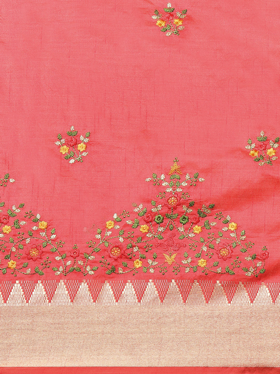 Dhiyona RV Women's Elegant Assam Cotton Silk Embroidered Saree with Temple Contrast Border ( KVD1898 )