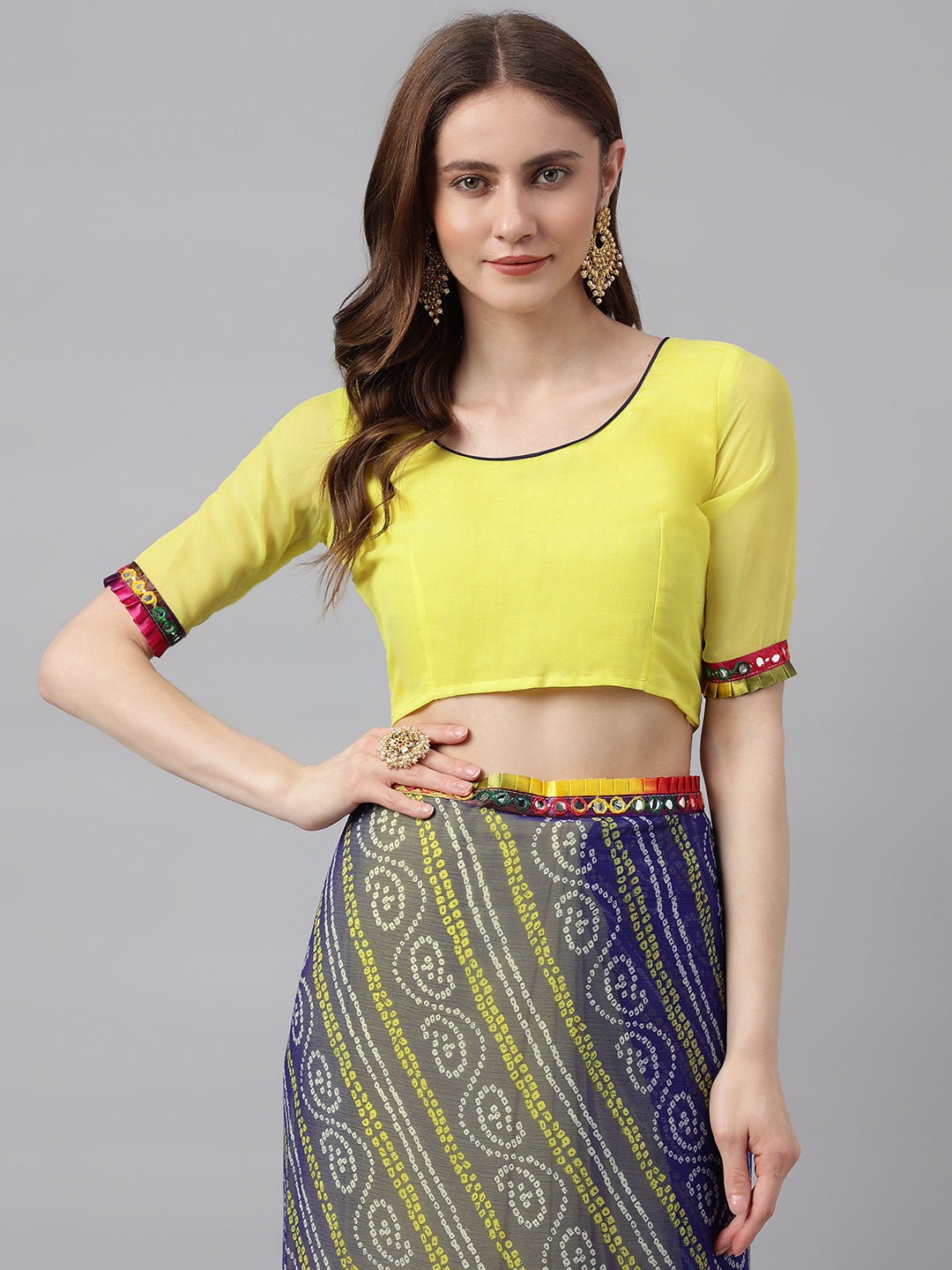 Indyancart RV Women's Bandhni Ruffle With Rich Look Saree ( KVD995 )
