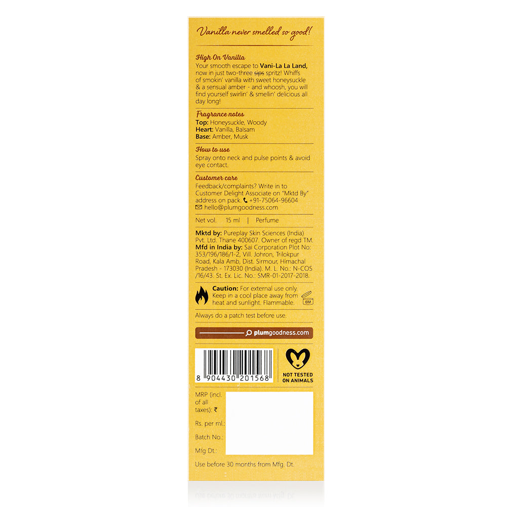 Smokin' Vanilla Eau De Parfum (Perfume) by Plum BodyLovin' - 15 ml