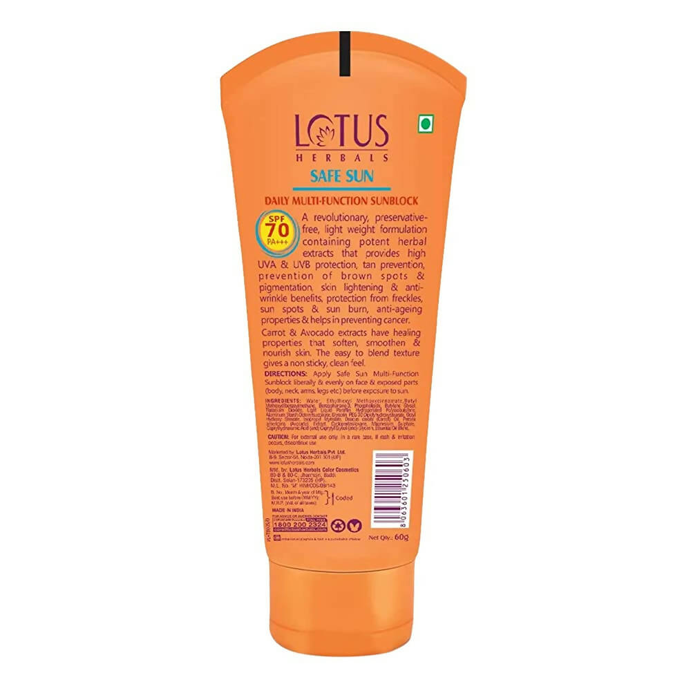 Lotus Herbals Safe Sun Daily Multi-Function Sunblock Sunscreen SPF 70 - Indyancart