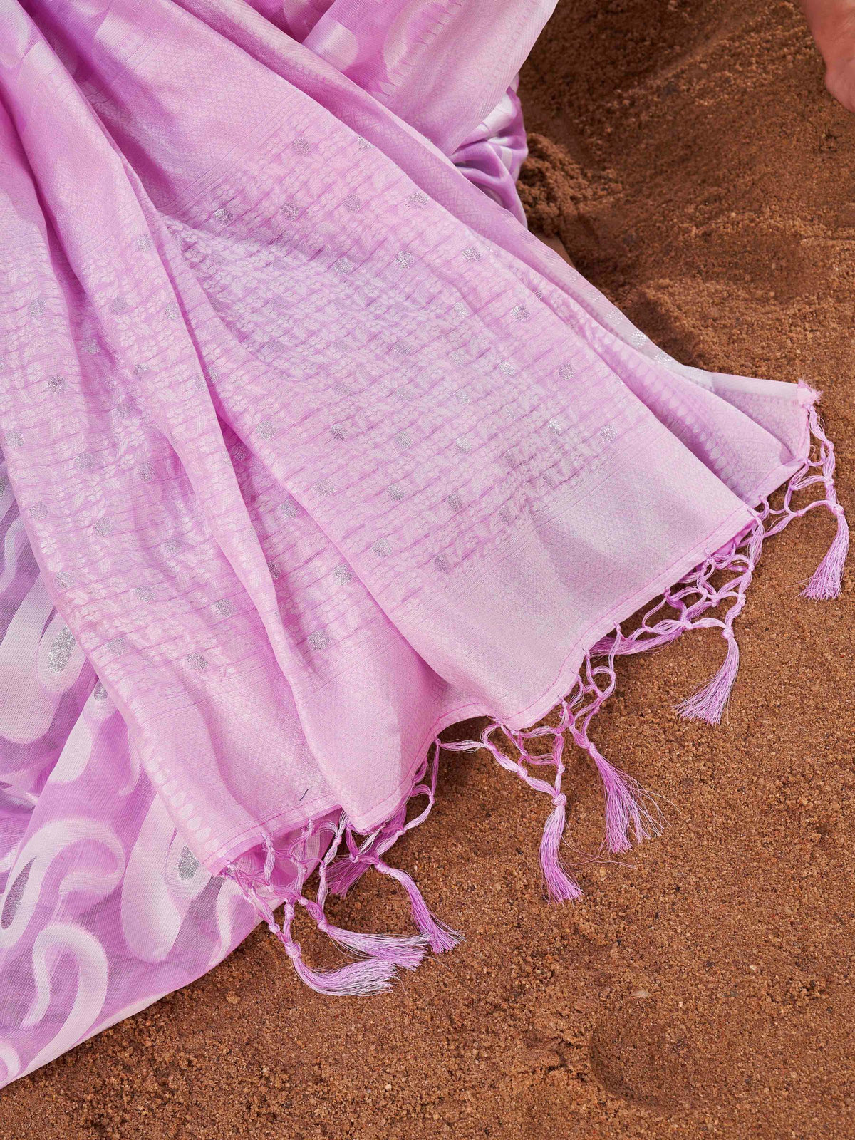 Indyancart TI Women's Ready To Wear Lavender Woven Saree with Unstitched Blouse