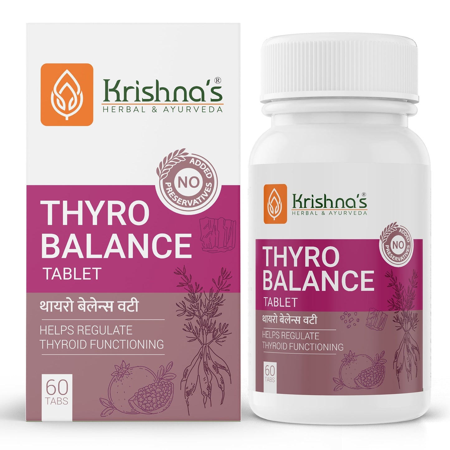 Krishna's Herbal & Ayurveda Thyro Balance Ayurvedic Tablets in a bottle, designed to support thyroid health and balance.