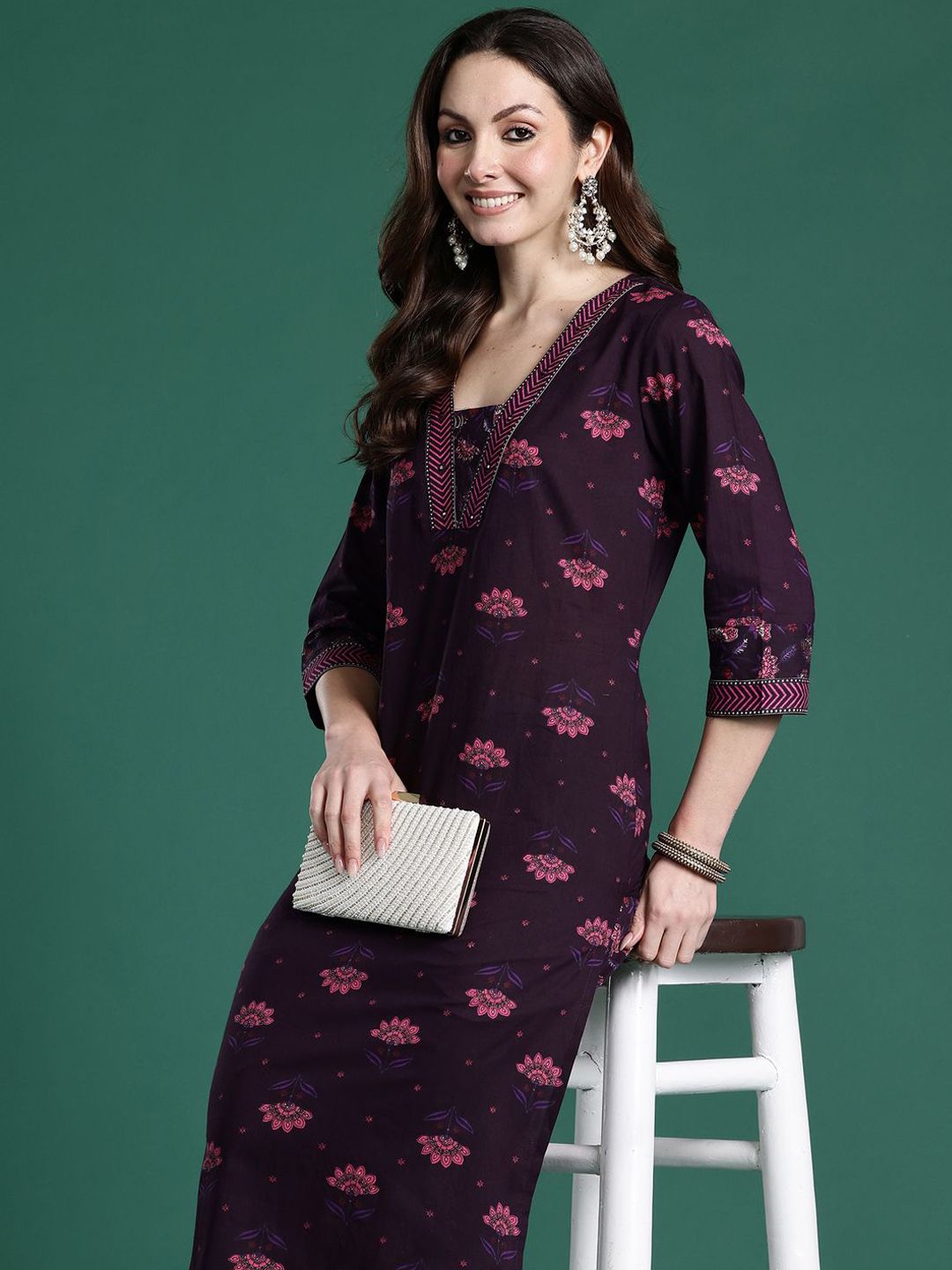 Indyancart IE Indo era Printed Straight Top & Trousers Co-Ords Set