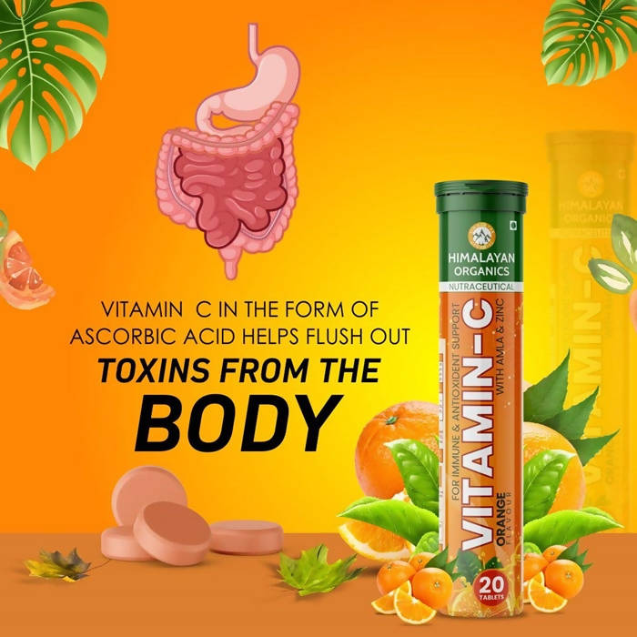 Himalayan Organics Vitamin-C Orange Flavour With Amla & Zinc Tablets