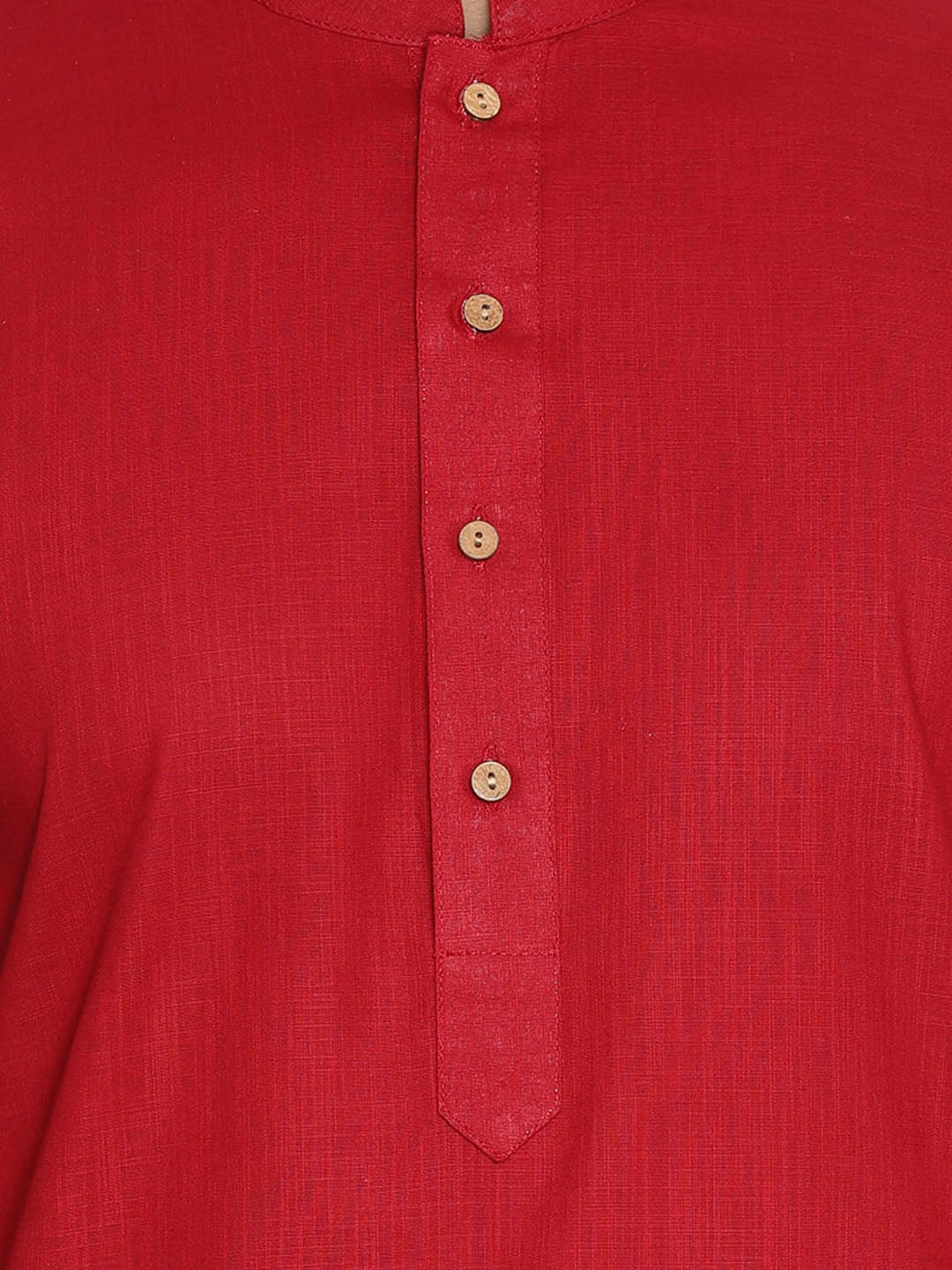 Men's Maroon Cotton Blend Straight Jacket Kurta and Pyjama Set