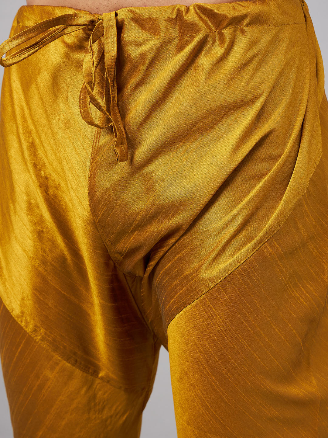 Men's Mustard Silk Blend Straight Jacket Kurta and Pyjama Set