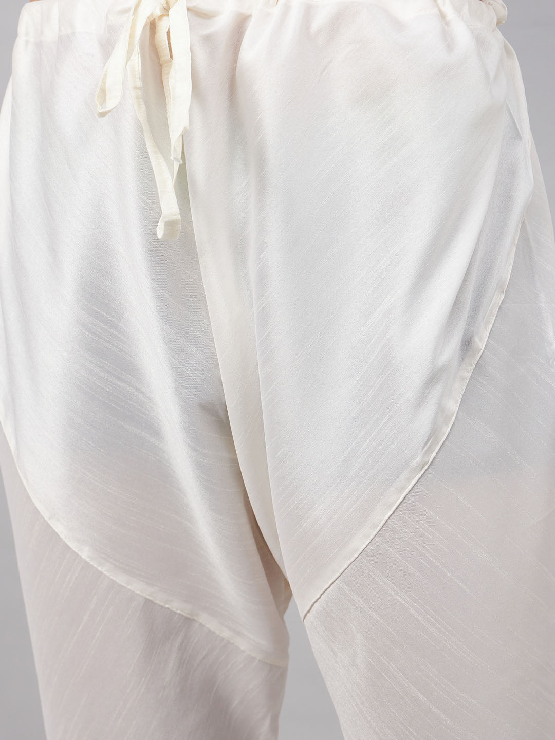 Men's Cream Silk Blend Straight Jacket Kurta and Pyjama Set