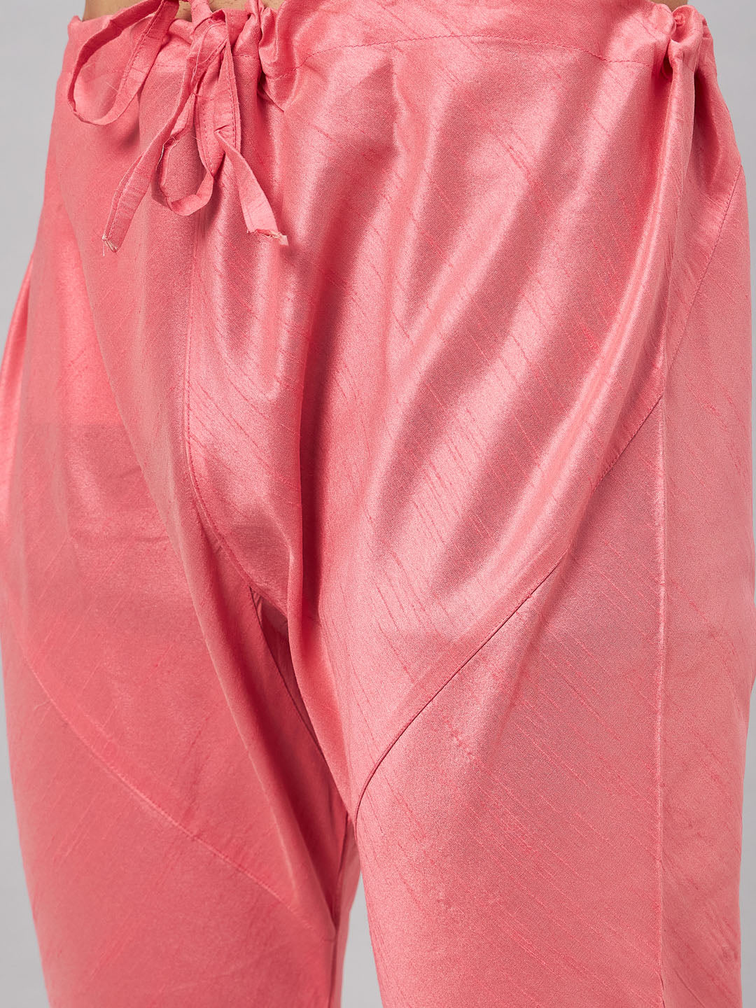 Men's Pink Silk Blend Straight Jacket Kurta and Pyjama Set
