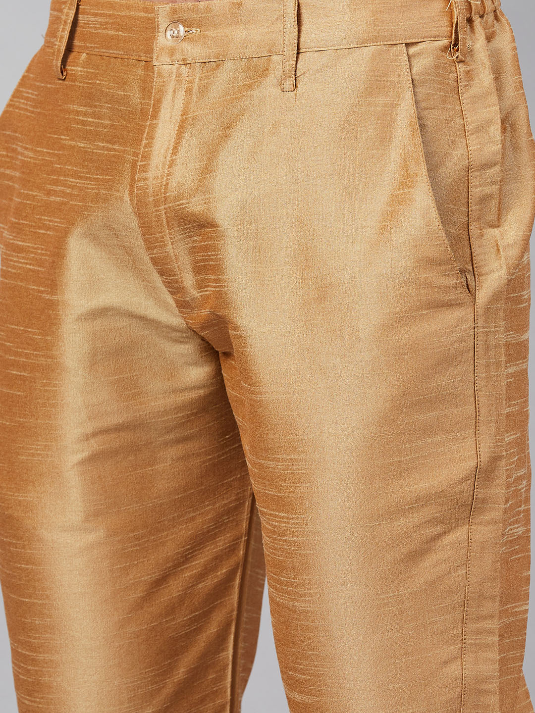 Men's Rose Gold Cotton Blend Pathani Kurta Pyjama Set