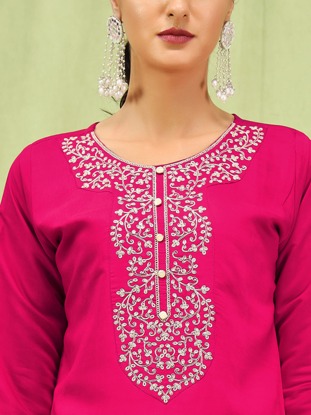 Dhiyona VV Diya Womens Viscose Roman Silk Embroidery Straight Kurta Pant with Dupatta Set