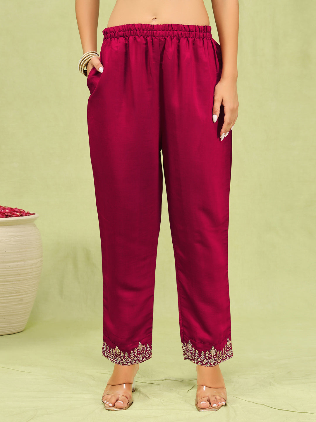 Dhiyona VV Sanjana Womens Viscose Roman Silk Embroidery Straight Kurta Pant with Dupatta Set