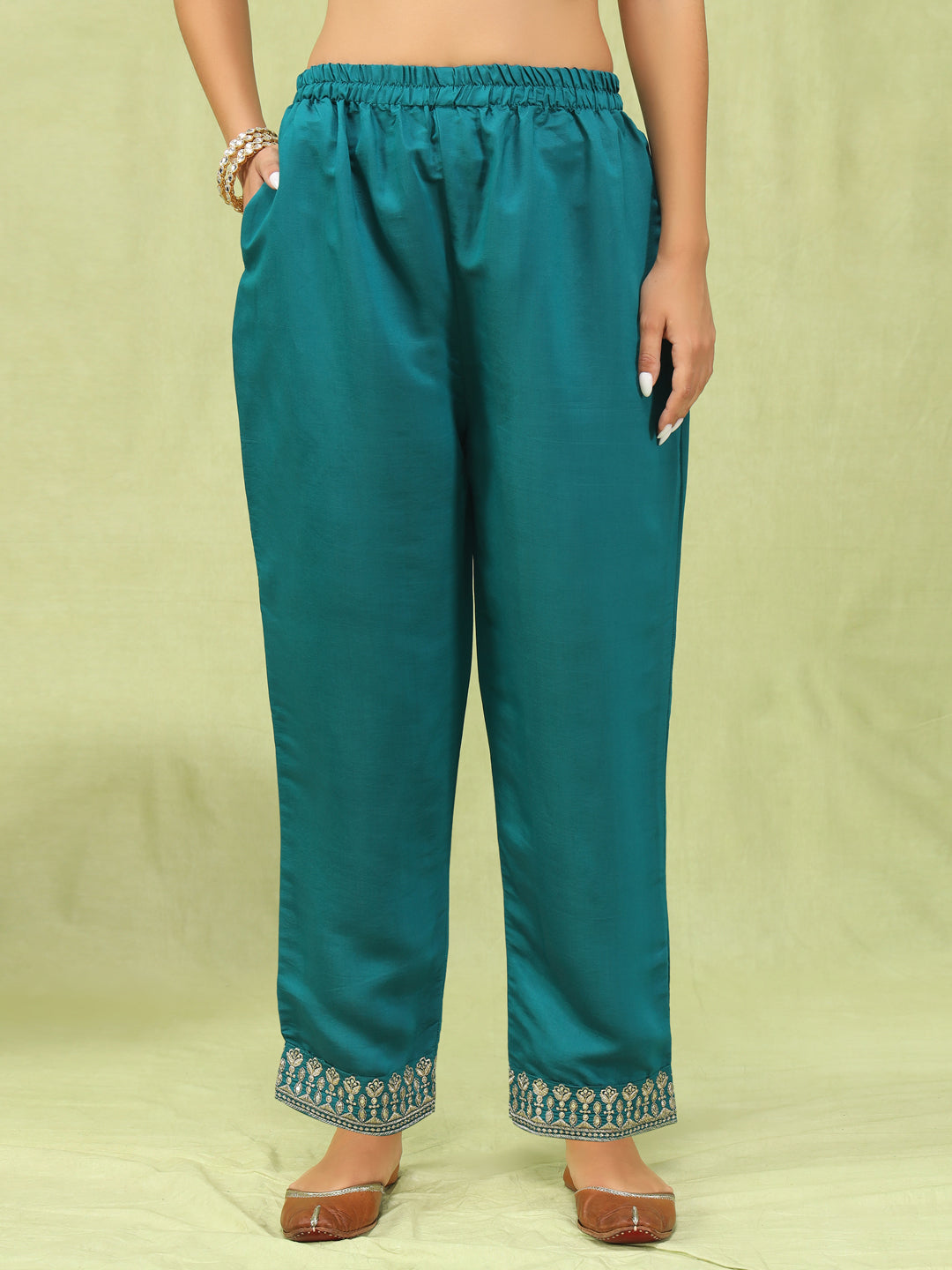 Dhiyona VV Gauri Womens Viscose Roman Silk Embroidery Straight Kurta Pant with Dupatta Set