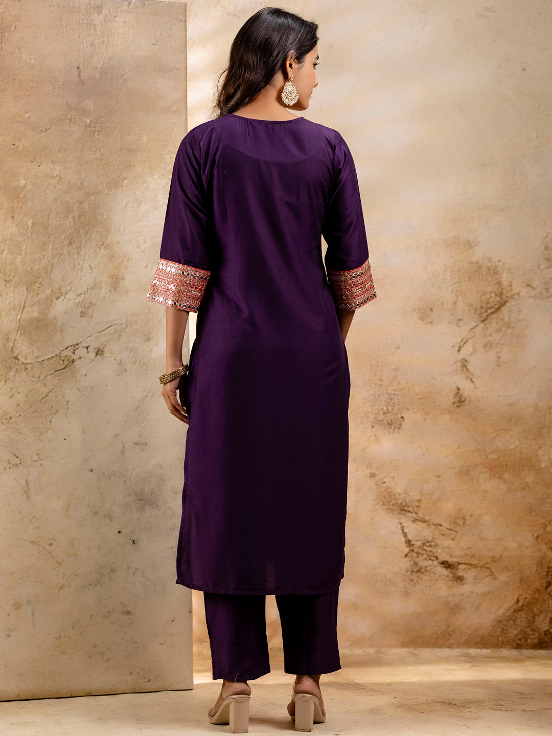 Dhiyona VV Women's Embroidered Viscose Rayon Calf Length Straight Kurta Trouser with Dupatta Set