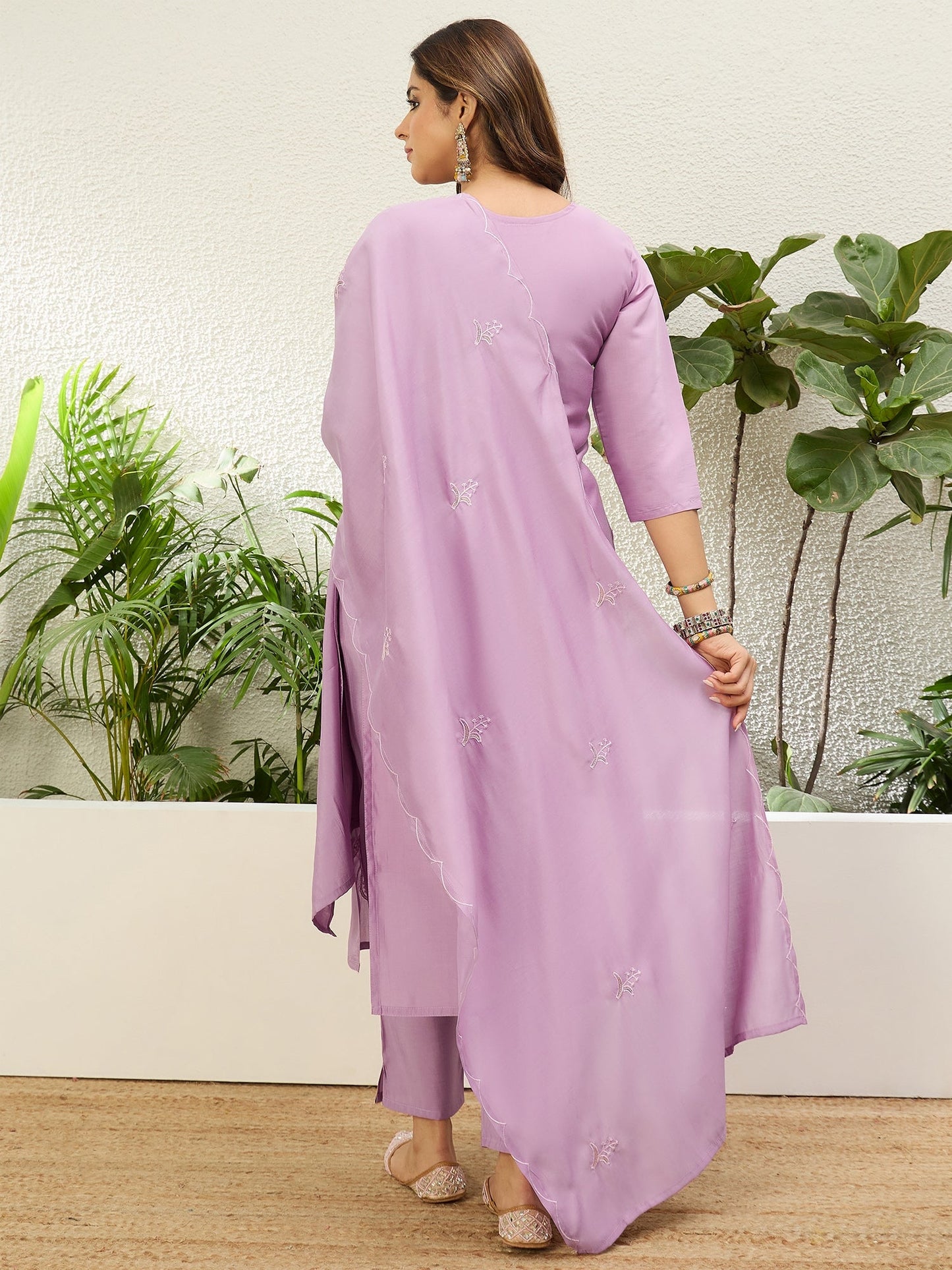Dhiyona VV Lavender Womens Traditional Kurta Pant Set with Dupatta