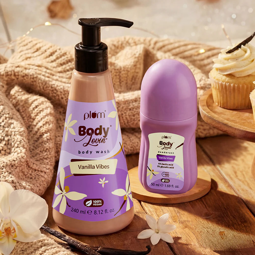 Plum Goodness Warm Vanilla Body Wash & Roll-On Duo by BodyLovin'