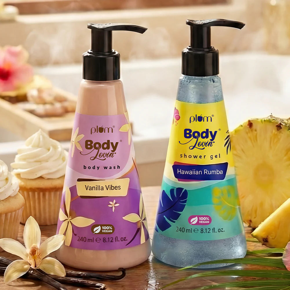 Plum Goodness Shower Gel Duo (Hawaiian Rumba & Vanilla Vibes) by BodyLovin'