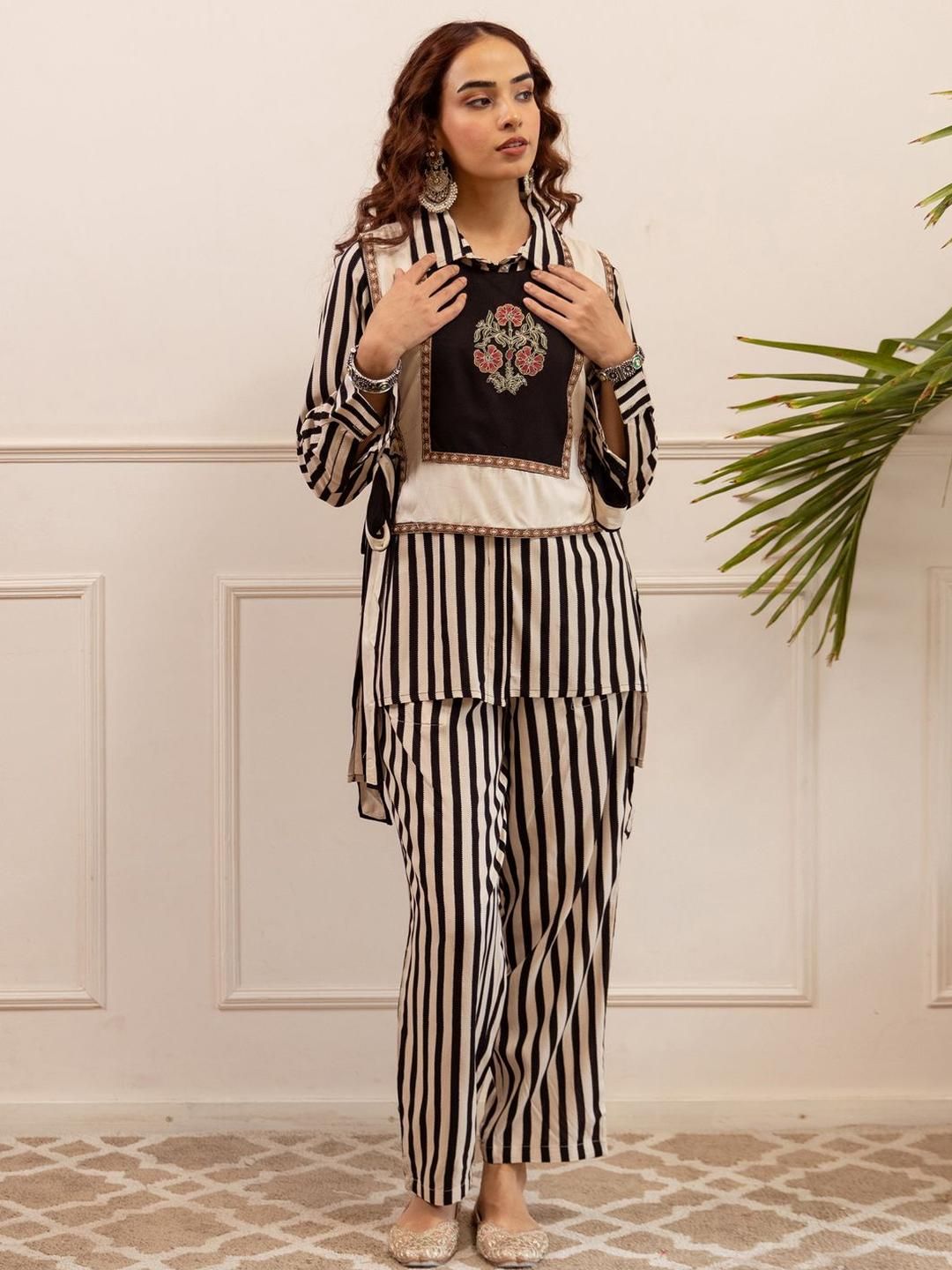 Dhiyona IE Embroidered Straight Tunic & Trouser Co-Ord Set