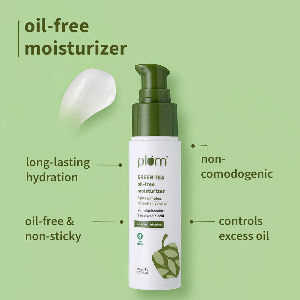 Plum Goodness Green Tea CTM routine for Oily, Acne-prone Skin with Green Tea Face Wash, Green Tea Toner and Green Tea Moisturizer