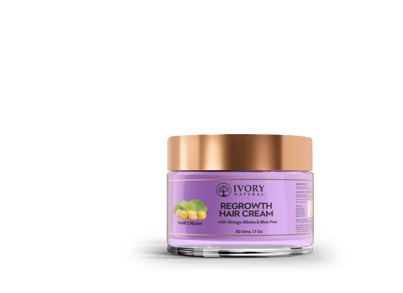 Ivory Natural Hair Growth Cream in a jar, featuring a smooth, creamy texture for stronger, healthier hair.