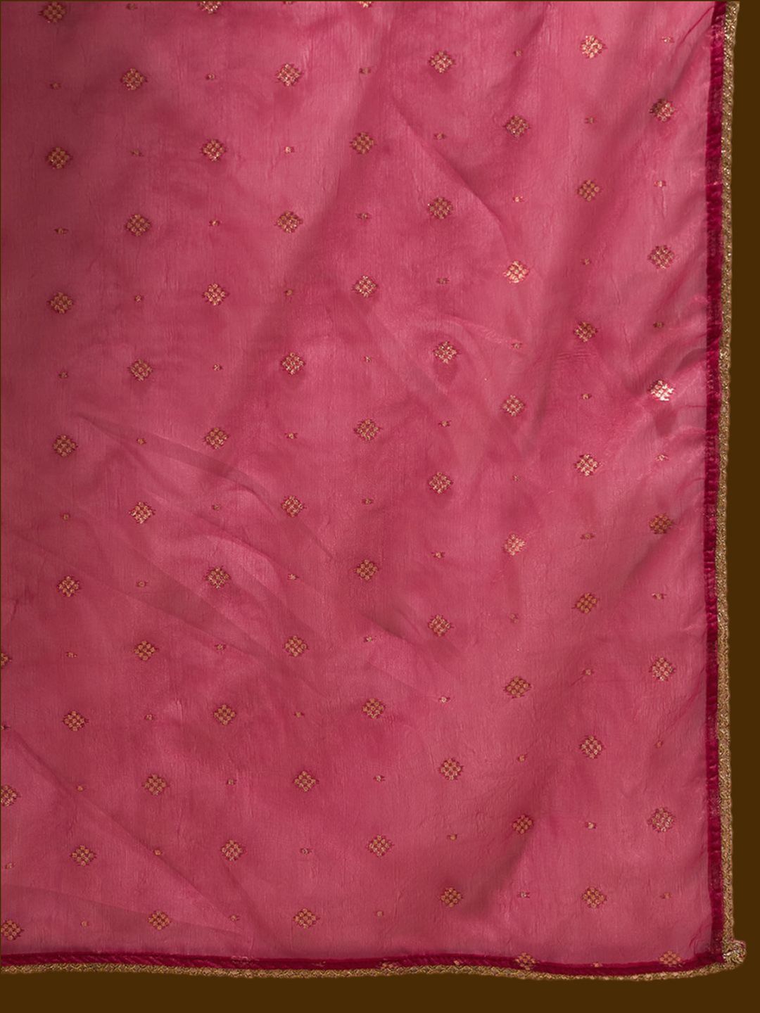 Indyancart IE Ethnic Motifs Yoke Design Straight Zari Liva Kurta with Trousers & Dupatta