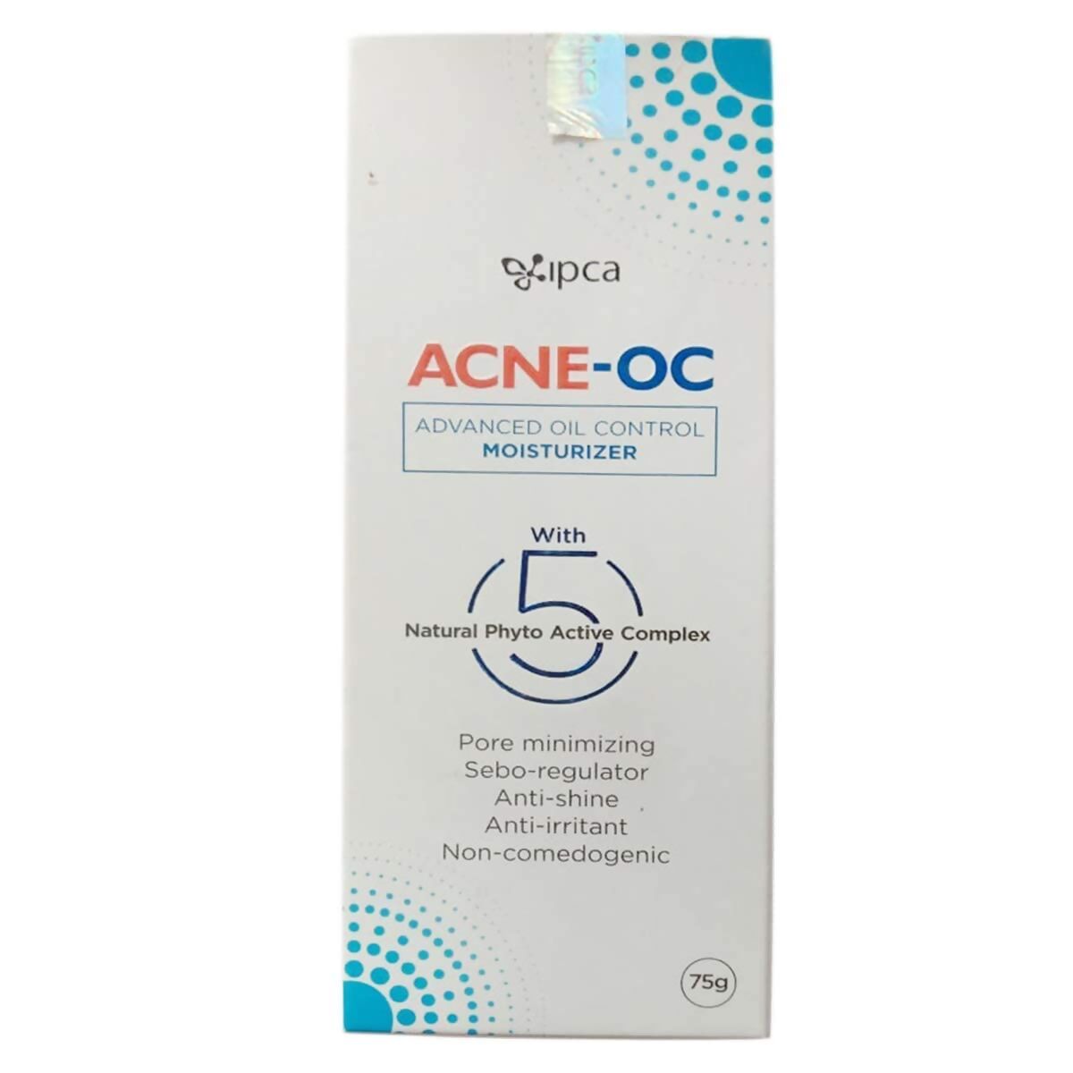 Ipca Acne-OC Face Moisturizer with soothing formula, shown in a clear jar with a light moisturizer texture.