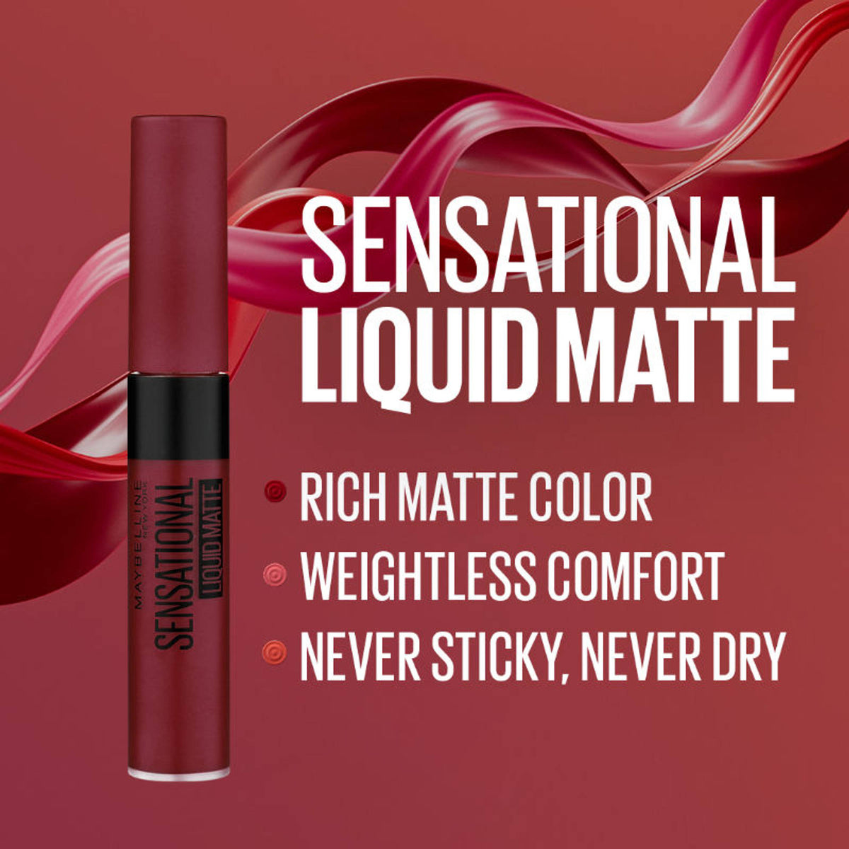 Maybelline New York Sensational Liquid Matte Lipstick, Long-lasting - 02 Soft Wine
