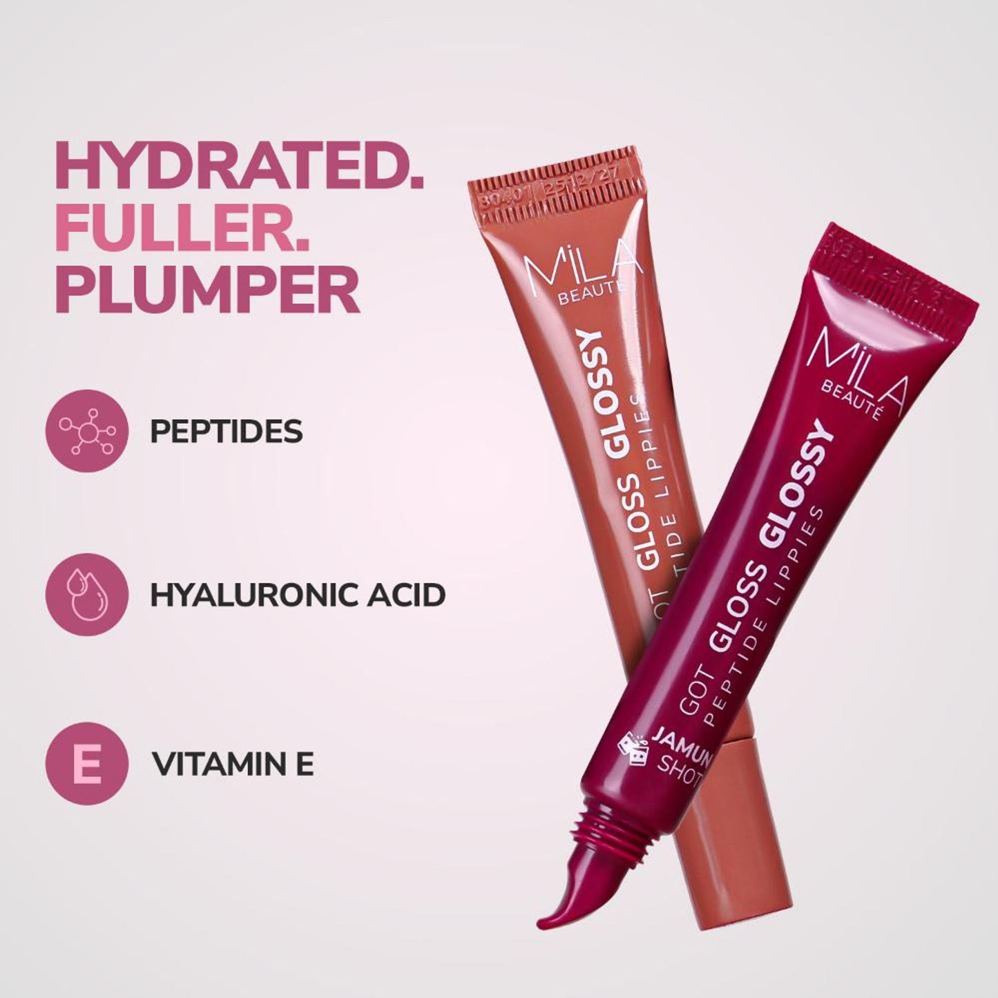 Mila Beauté Peptide Lip Gloss Balm With SPF & Hyaluronic Acid Plump & Fuller Lips - Rose Thandai