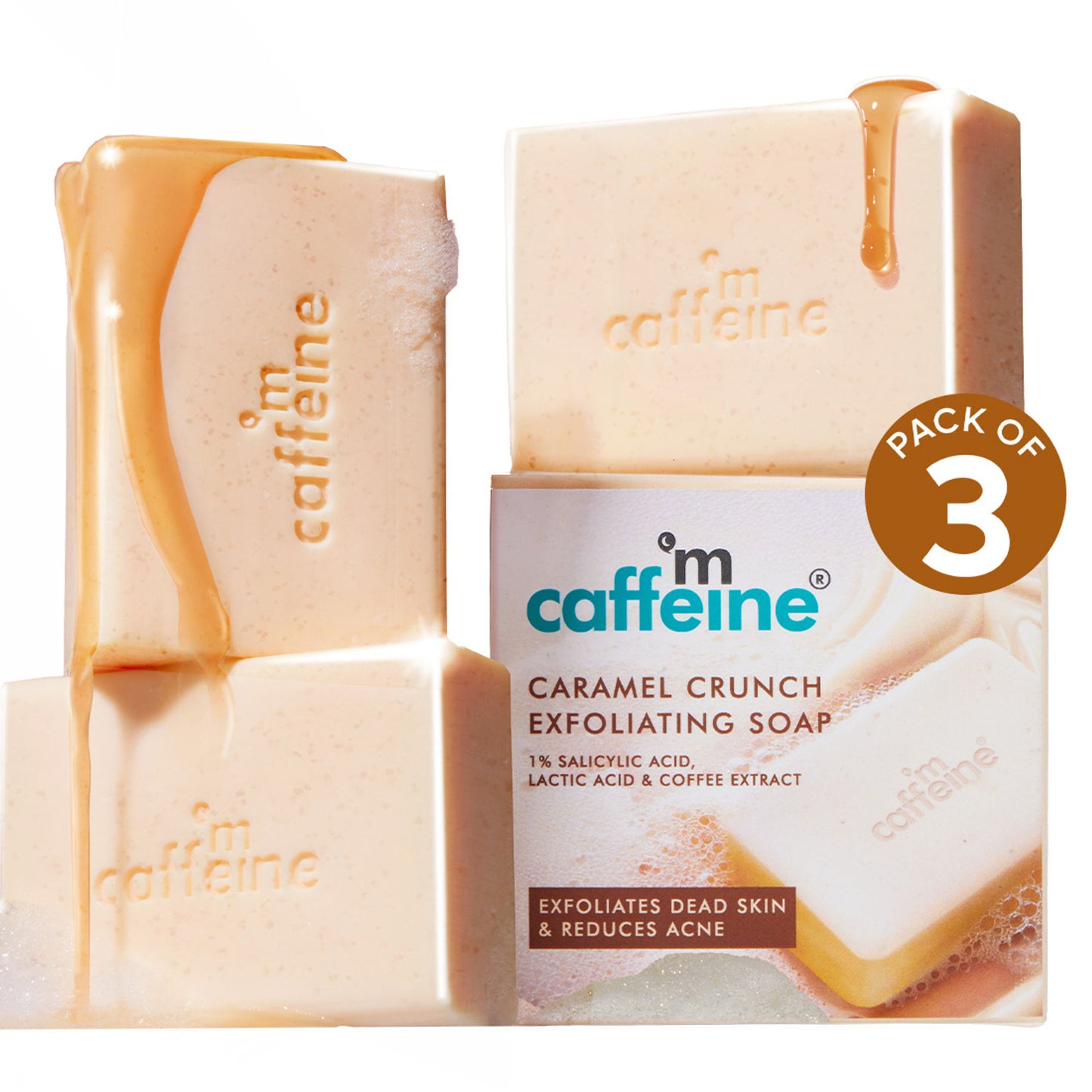 mCaffeine Exfoliating Tan Removal Soap - 1% Salicylic Acid & Lactic Acid - Sweet Caramel Perfume Bar