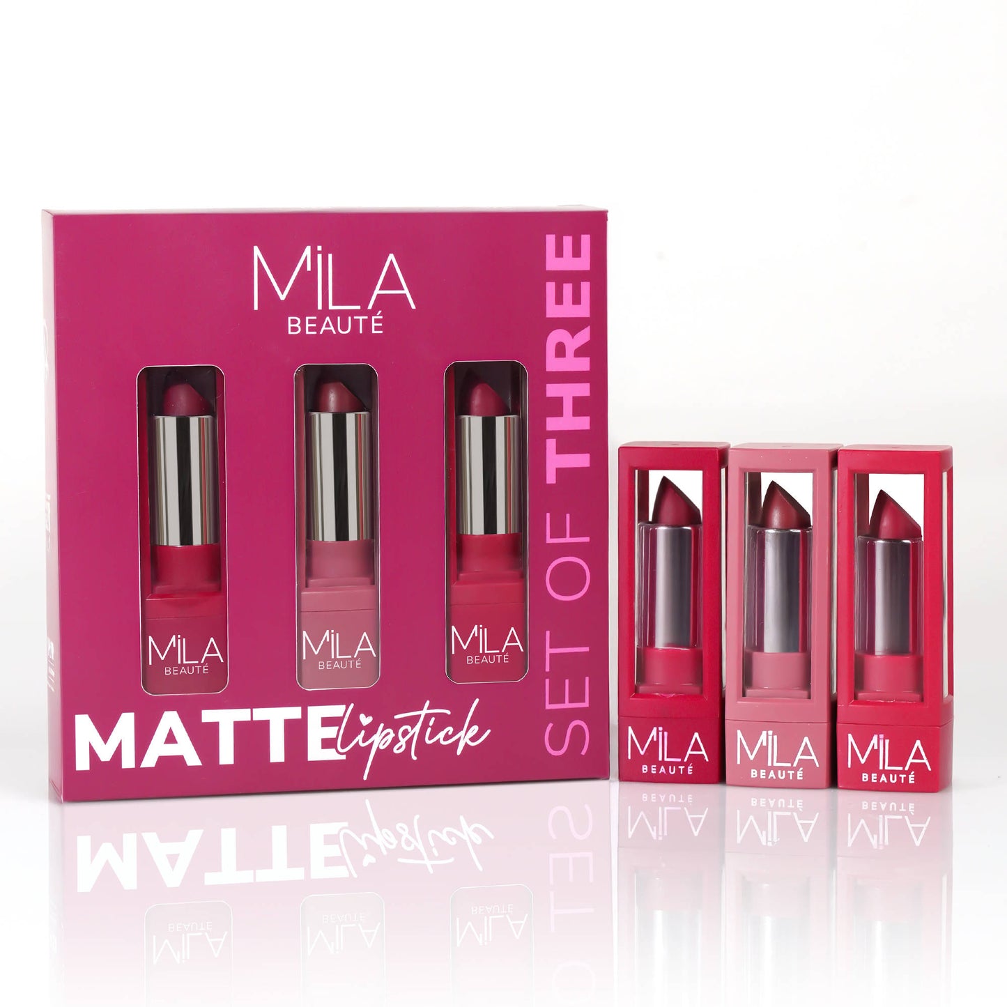 Mila Beauté Matte Set Of 3 Lipstick Long Lasting & Lightweight Rich Pigment - Mauves & Pinks