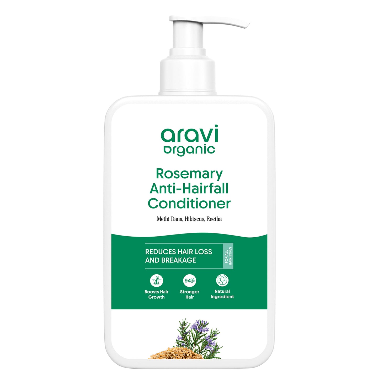 Aravi Organic Anti-Hairfall Rosemary Conditioner, Methi & Hibiscus, For Dry & Frizzy Hair