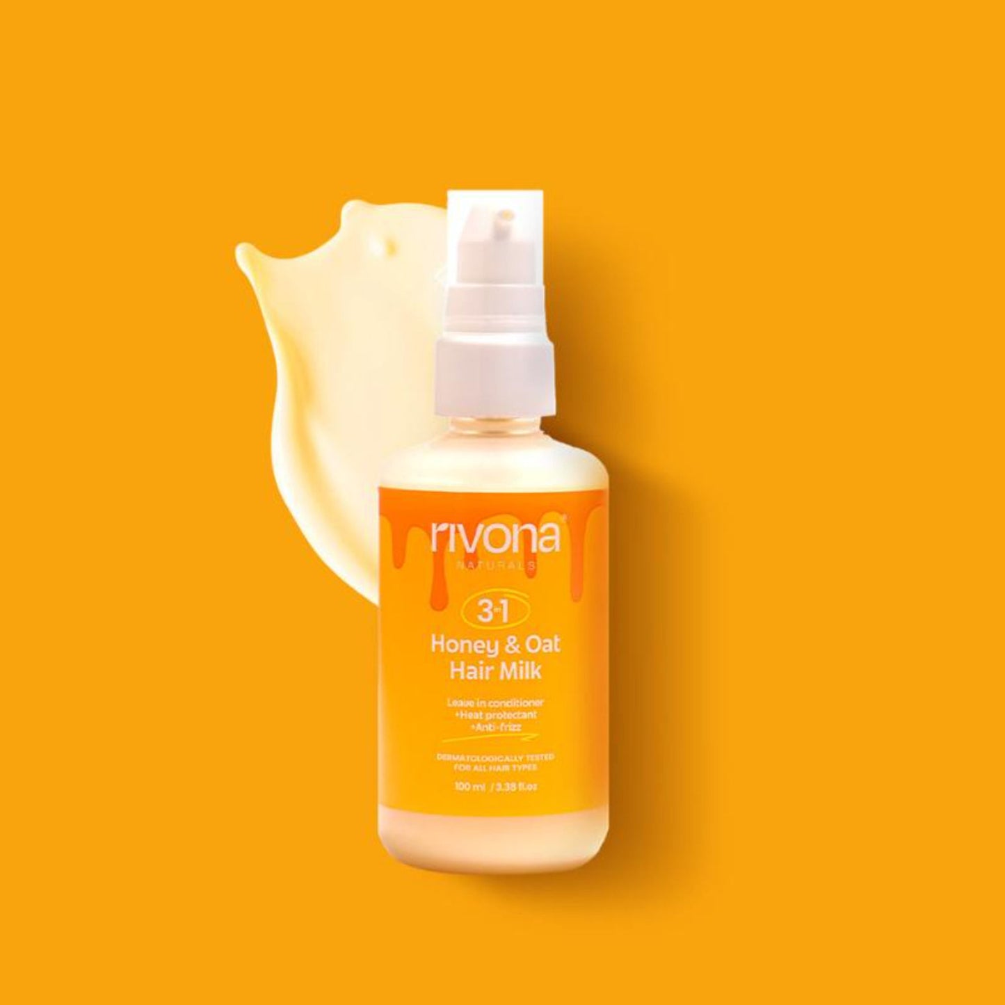 Rivona Naturals 3 In 1 Honey & Oat Hair Milk Leave-In Conditioner + Heat Protectant + Anti-Frizz