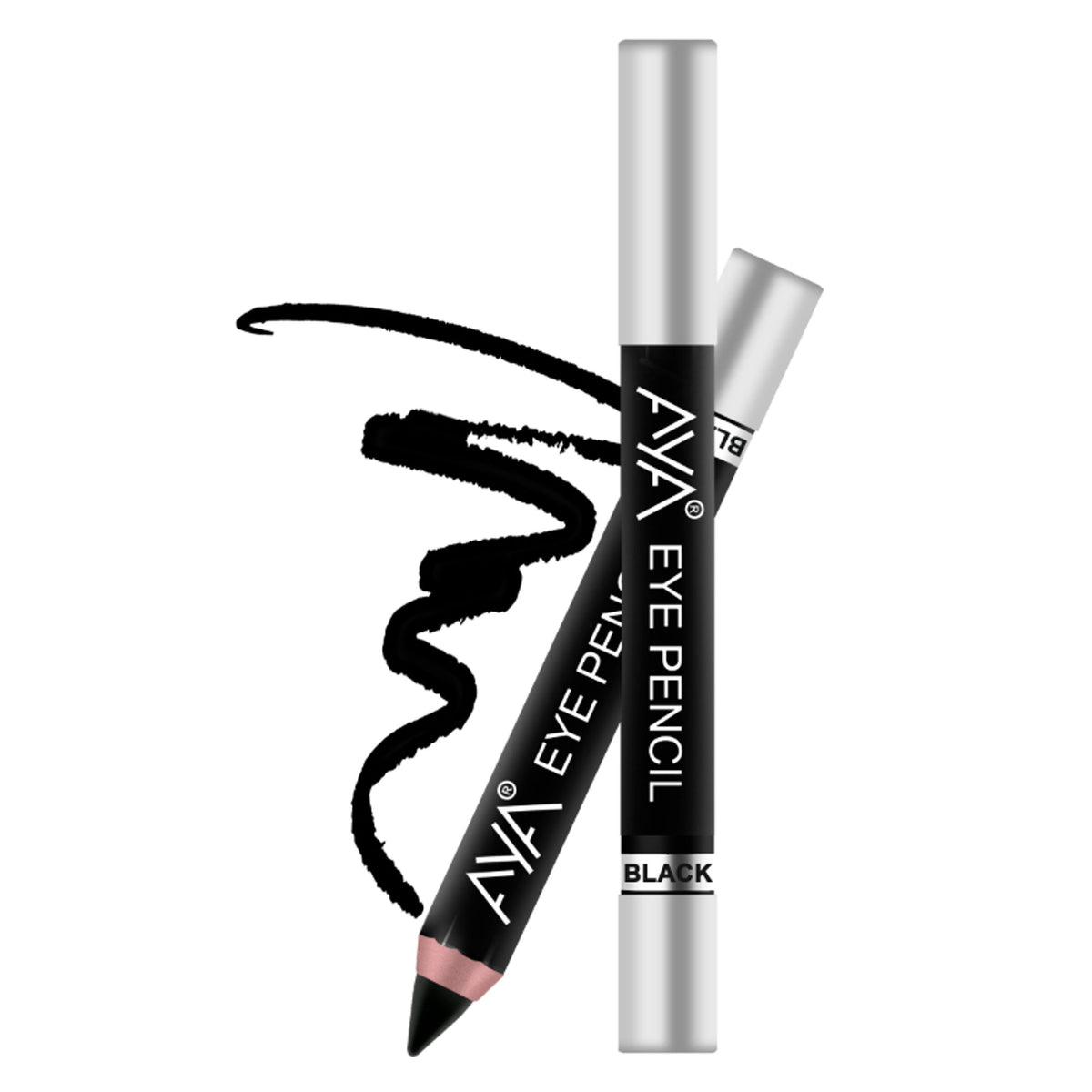 AYA Eye Pencil Kajal and Eyeliner in black, showcasing the sleek black pencil with a sharpened tip for precise application.