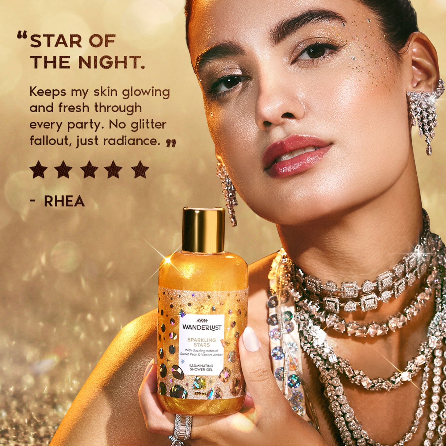 Nykaa Wanderlust Perfume Shower Gel - Hydrating, Brightening & Cleansing - Sparkling Stars