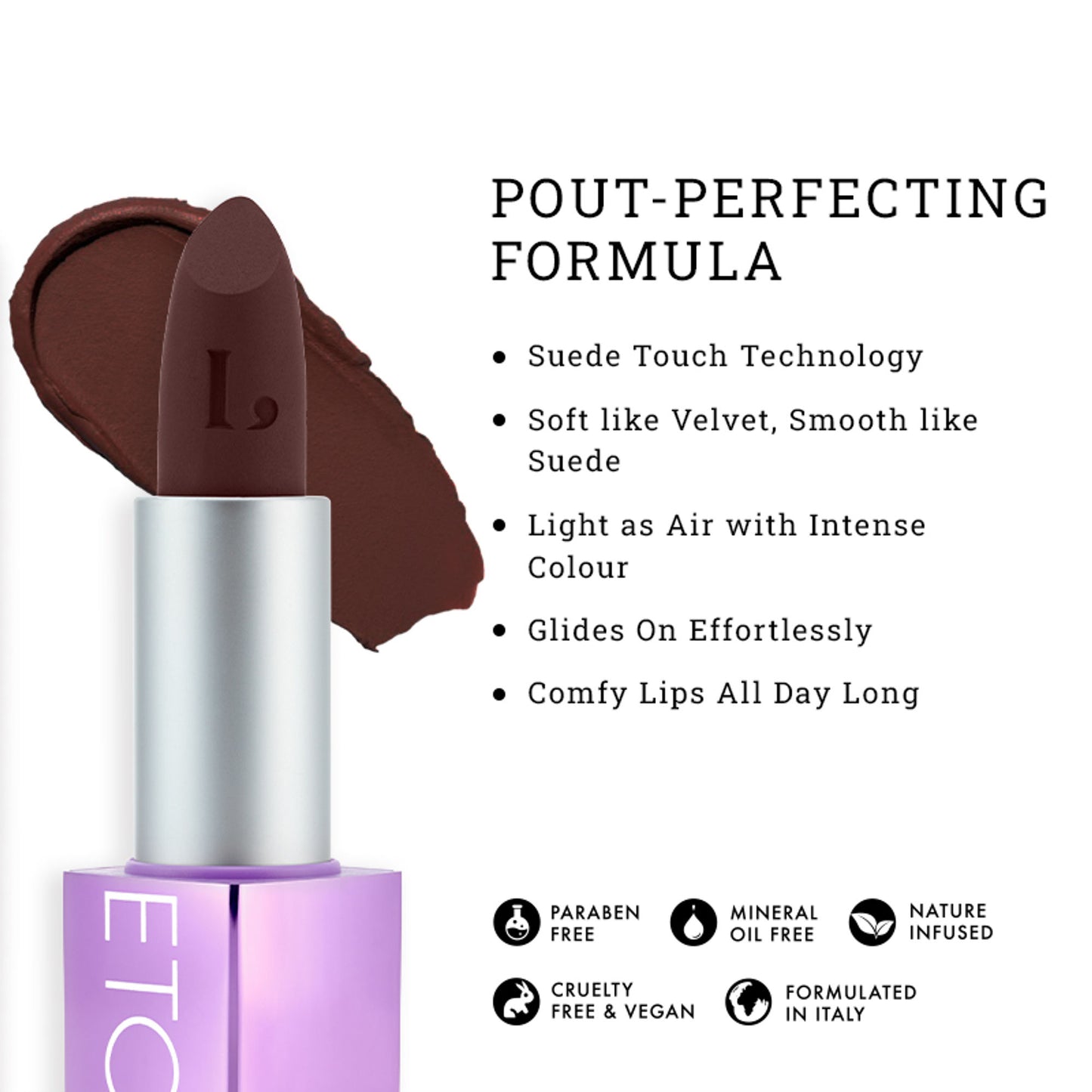 LOVETC High Definition Matte Lipstick, Transfer-Proof & Non-Drying - Espresso Clock