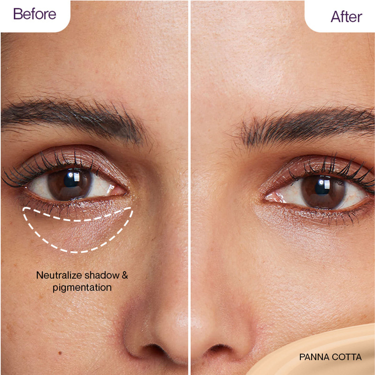 LOVETC Creamy Comfort Concealer in Panna Cotta, full coverage, crease-resistant with ceramides, displayed on a neutral background.