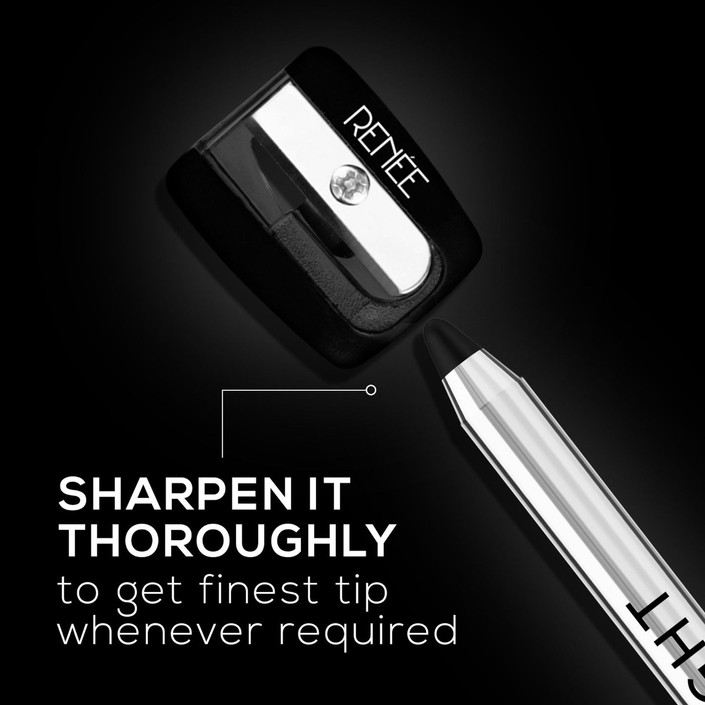 RENEE Midnight Kohl Kajal With Sharpener, Waterproof, Smudge-Proof & Lasts Up To 24 Hours - Black