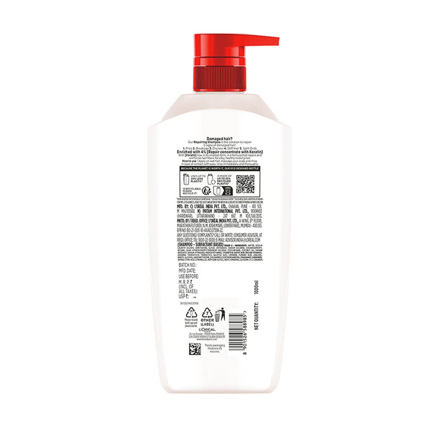 L'Oreal Paris Total Repair 5 Repairing Shampoo With Keratin XS For Damaged Hair