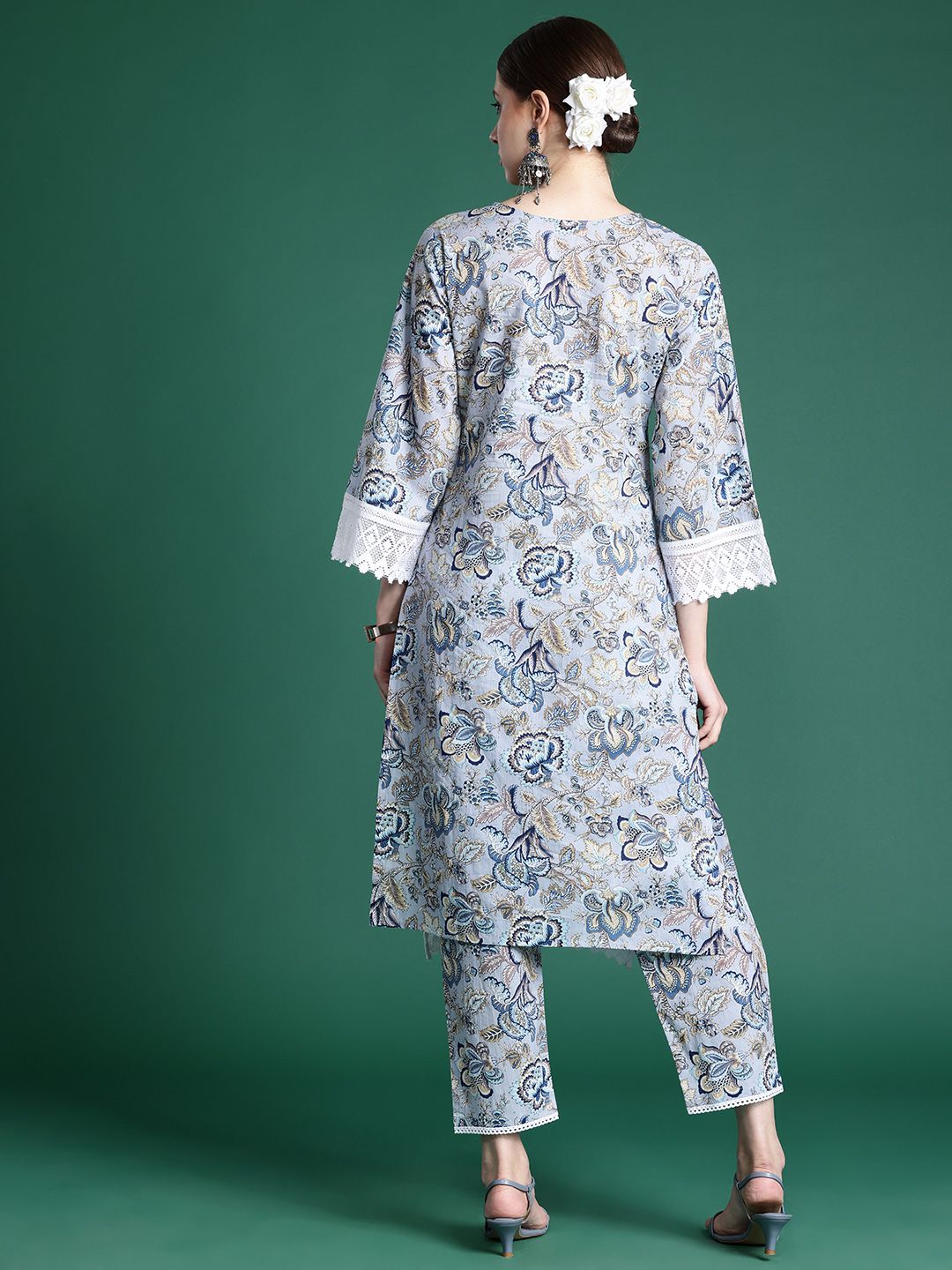 Indyancart IE Women Printed Pure Cotton Ethnic Co-Ords Set