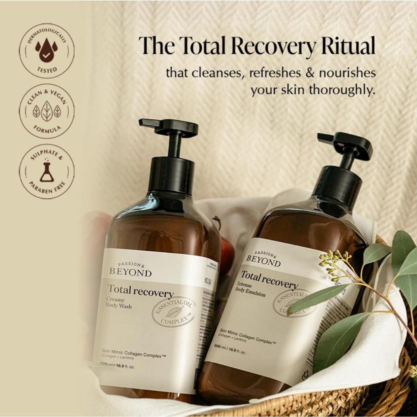belif Beyond Total Recovery Korean Creamy Body Wash - Vegan Shower Cream For Dry Skin With Collagen