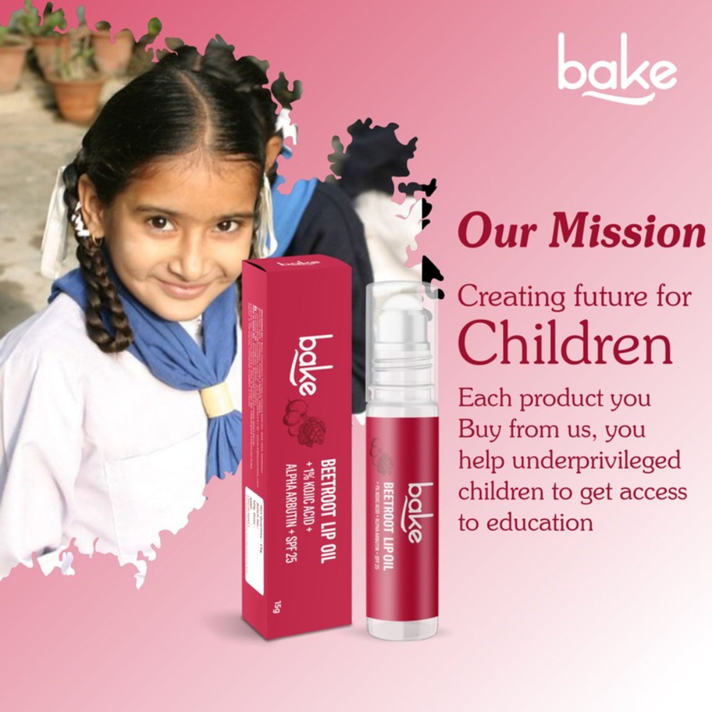 Bake 1% Kojic Acid + Alpha Arbutin Tinted Lip Balm Oil For Pigmented & Dark Lips With SPF 25