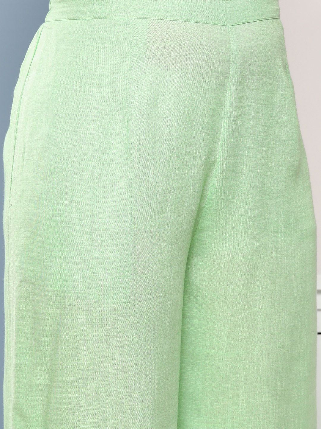 Indyancart VA Women's Green Kurta with Palazzos & With Dupatta